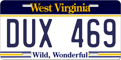 WV license plate DUX469
