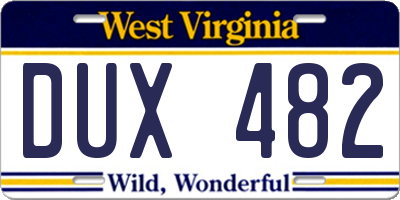 WV license plate DUX482