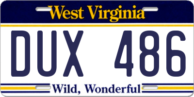 WV license plate DUX486