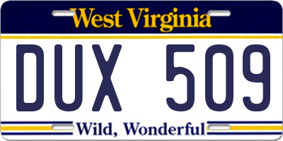 WV license plate DUX509