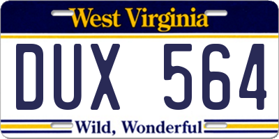 WV license plate DUX564