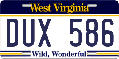 WV license plate DUX586