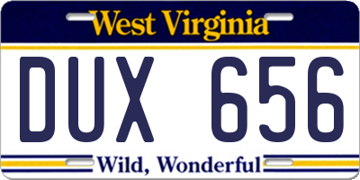 WV license plate DUX656