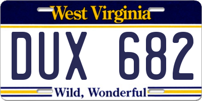 WV license plate DUX682