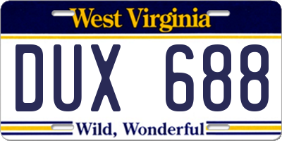 WV license plate DUX688