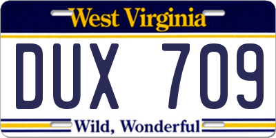 WV license plate DUX709