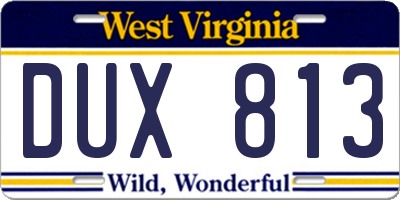 WV license plate DUX813