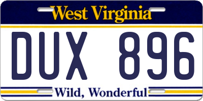 WV license plate DUX896
