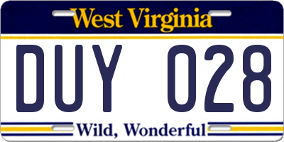 WV license plate DUY028