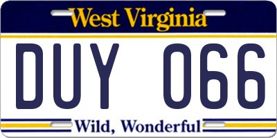 WV license plate DUY066
