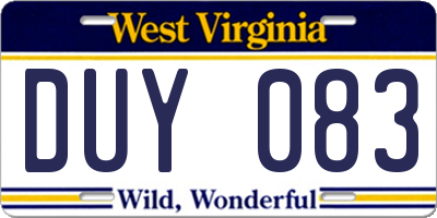 WV license plate DUY083
