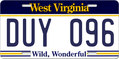 WV license plate DUY096
