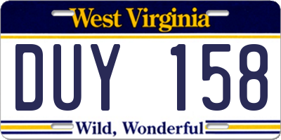WV license plate DUY158