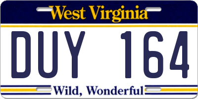 WV license plate DUY164