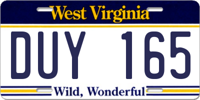 WV license plate DUY165
