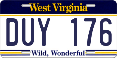 WV license plate DUY176