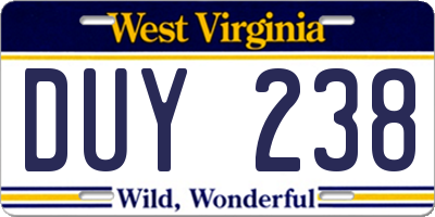 WV license plate DUY238