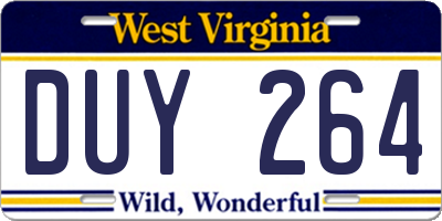WV license plate DUY264