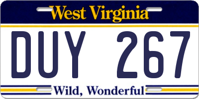 WV license plate DUY267