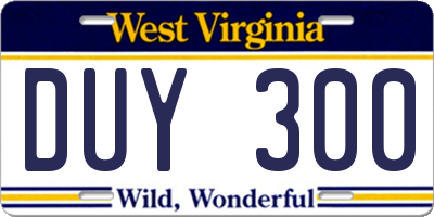 WV license plate DUY300