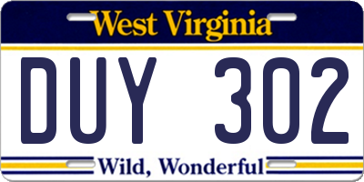WV license plate DUY302