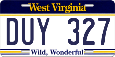 WV license plate DUY327