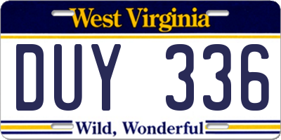 WV license plate DUY336