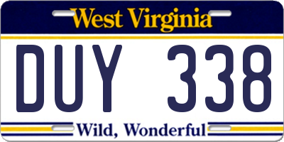 WV license plate DUY338