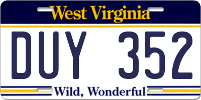 WV license plate DUY352