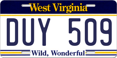 WV license plate DUY509
