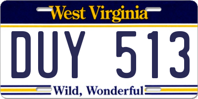 WV license plate DUY513