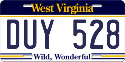WV license plate DUY528