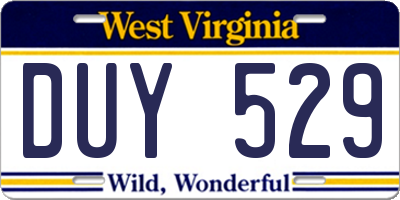WV license plate DUY529