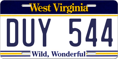 WV license plate DUY544