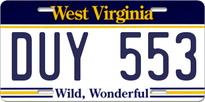 WV license plate DUY553
