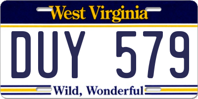 WV license plate DUY579
