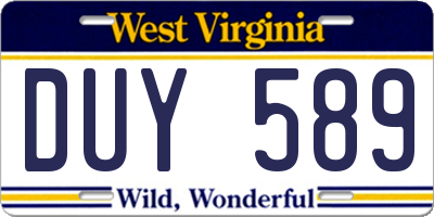 WV license plate DUY589