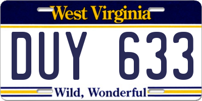 WV license plate DUY633
