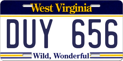 WV license plate DUY656