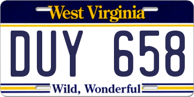 WV license plate DUY658