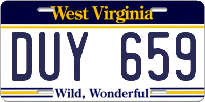 WV license plate DUY659