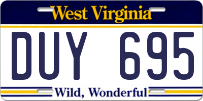 WV license plate DUY695