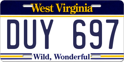 WV license plate DUY697