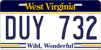 WV license plate DUY732