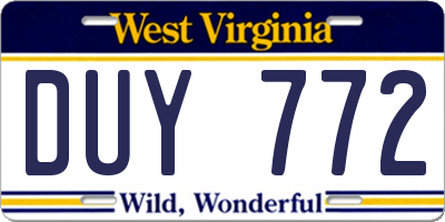 WV license plate DUY772