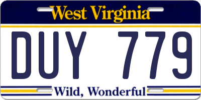 WV license plate DUY779