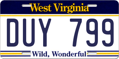 WV license plate DUY799