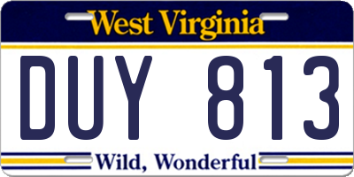 WV license plate DUY813