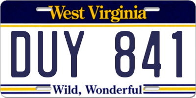 WV license plate DUY841