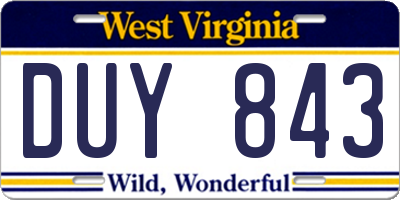 WV license plate DUY843